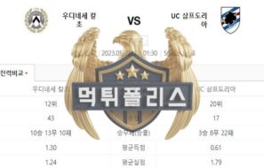 2023년5월9일 세리에A 우디네세 칼초 UC 삼프도리아 응큼한 분석