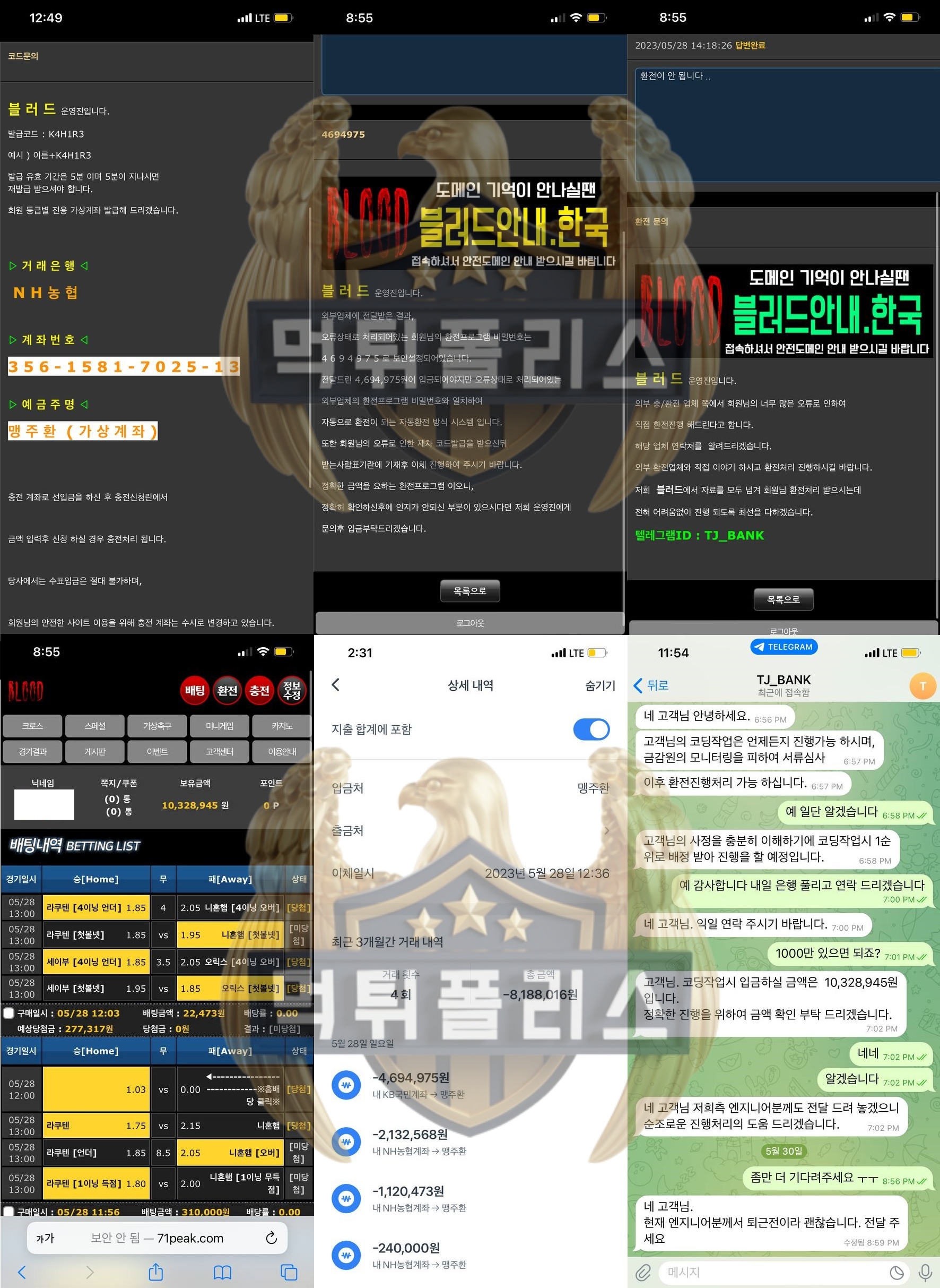 BLOOD 먹튀사이트 피 흘리고 싶다면 이용하라는 범죄자들을 검거하다 - 먹튀폴리스